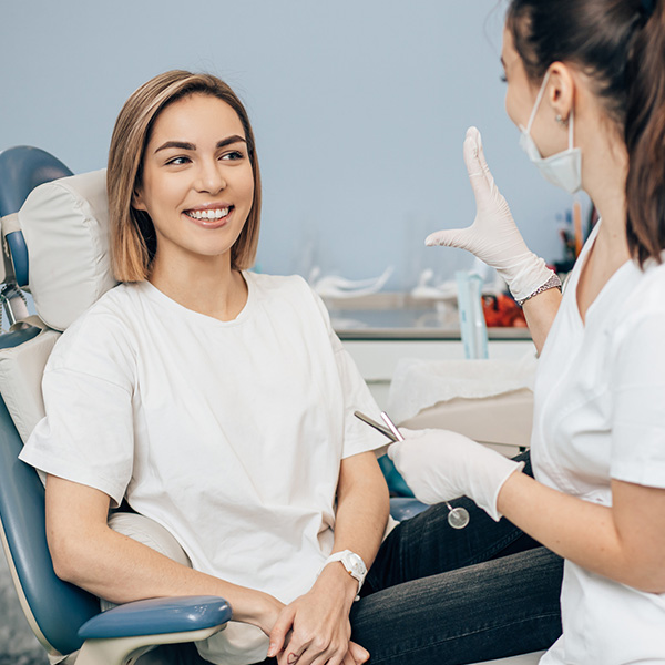 woman at dentist for teeth examination