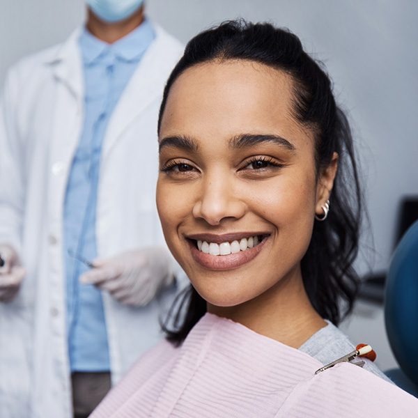 woman a the dentist smiling
