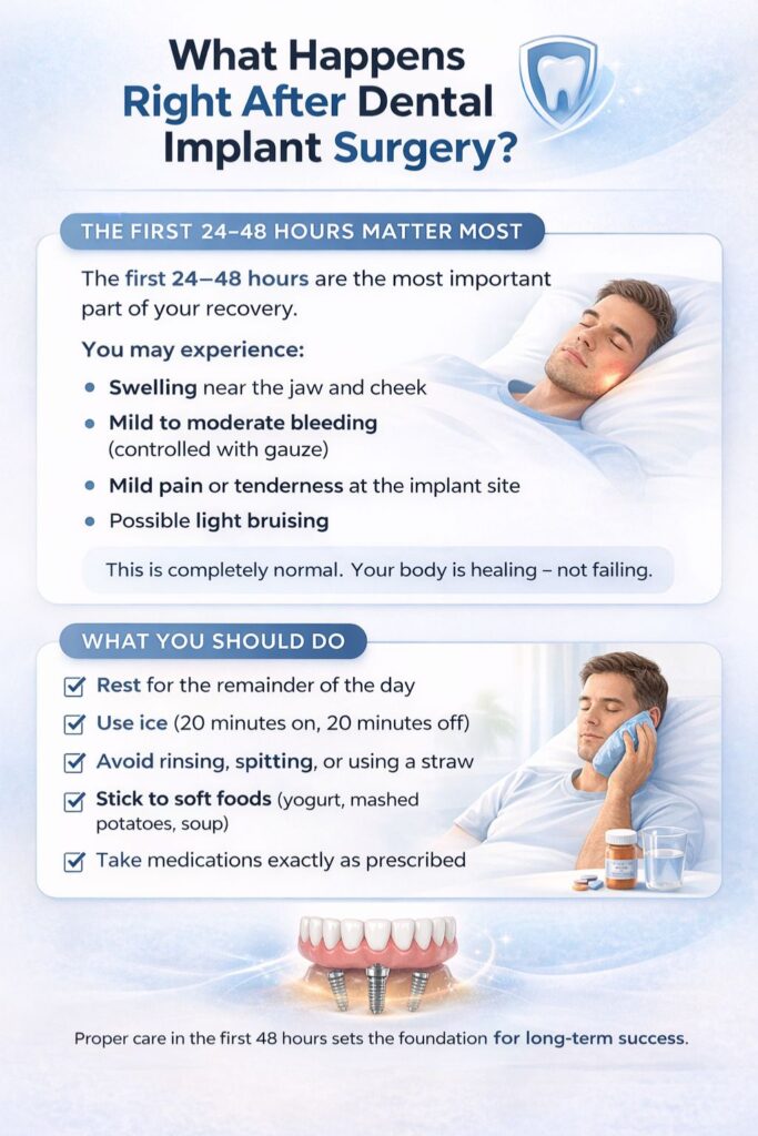 what happens after dental implant surgery