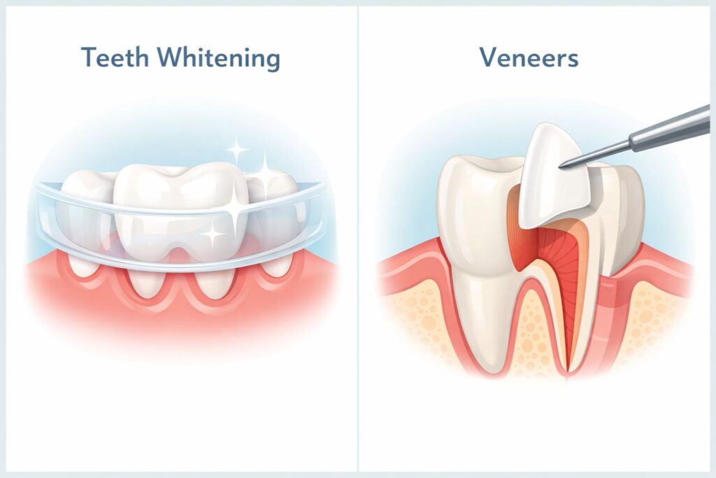 key differences between teeth whitening and veneers