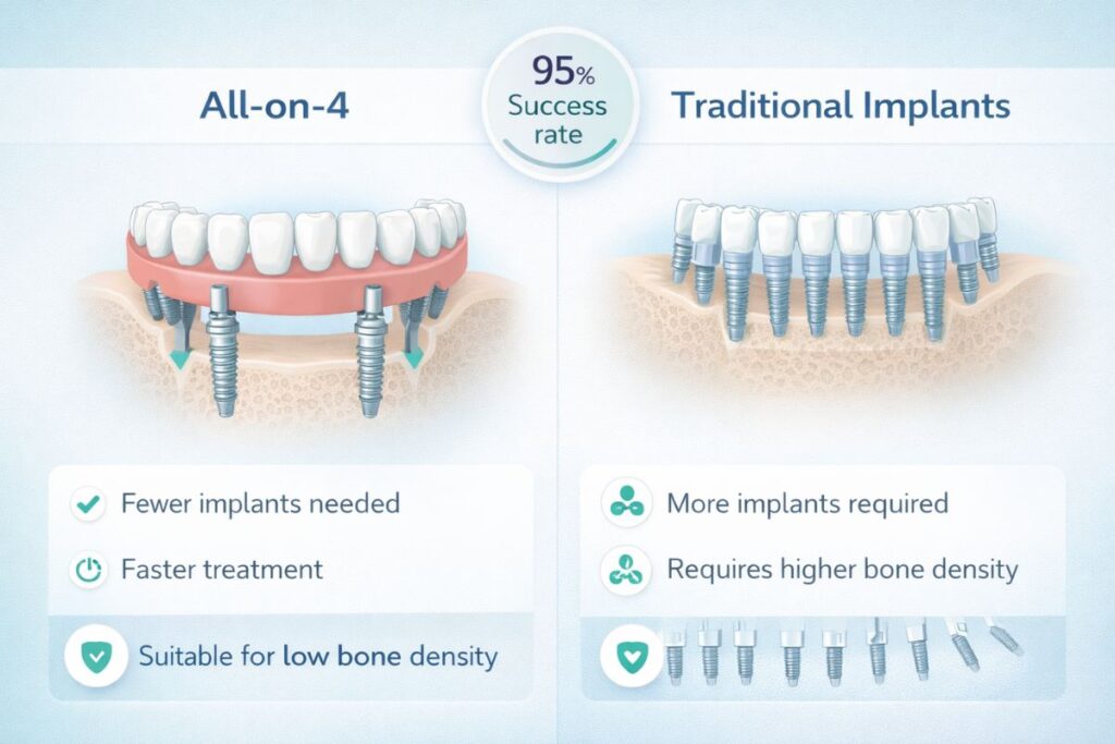 all on-4 implants vs traditional implants