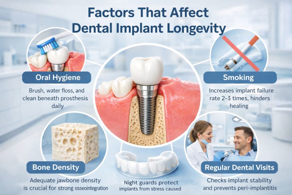 factors affect dental implant longevity